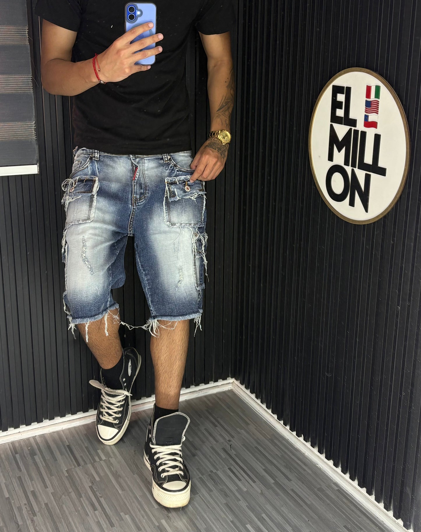 Short Jeans Cargo Celeste