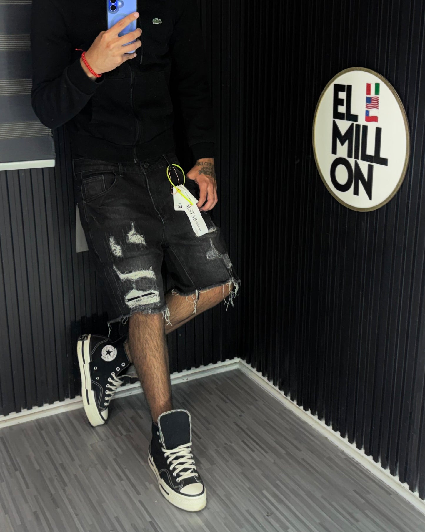 Short Jeans Negro Rasgado