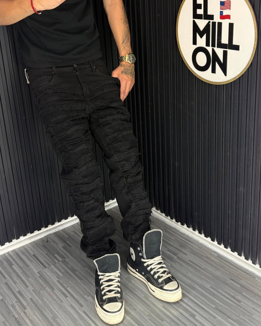 Jeans Slim Negros Costuras