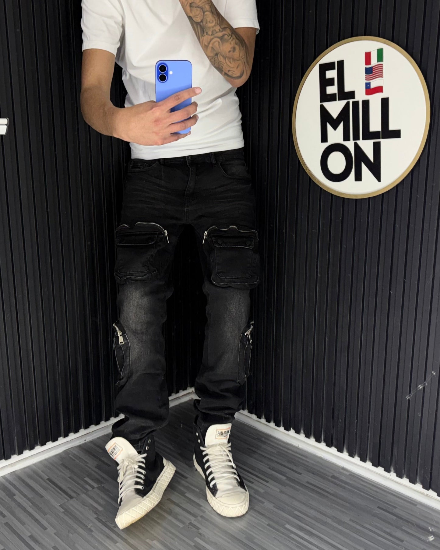 Jeans Cargo Slim Negros