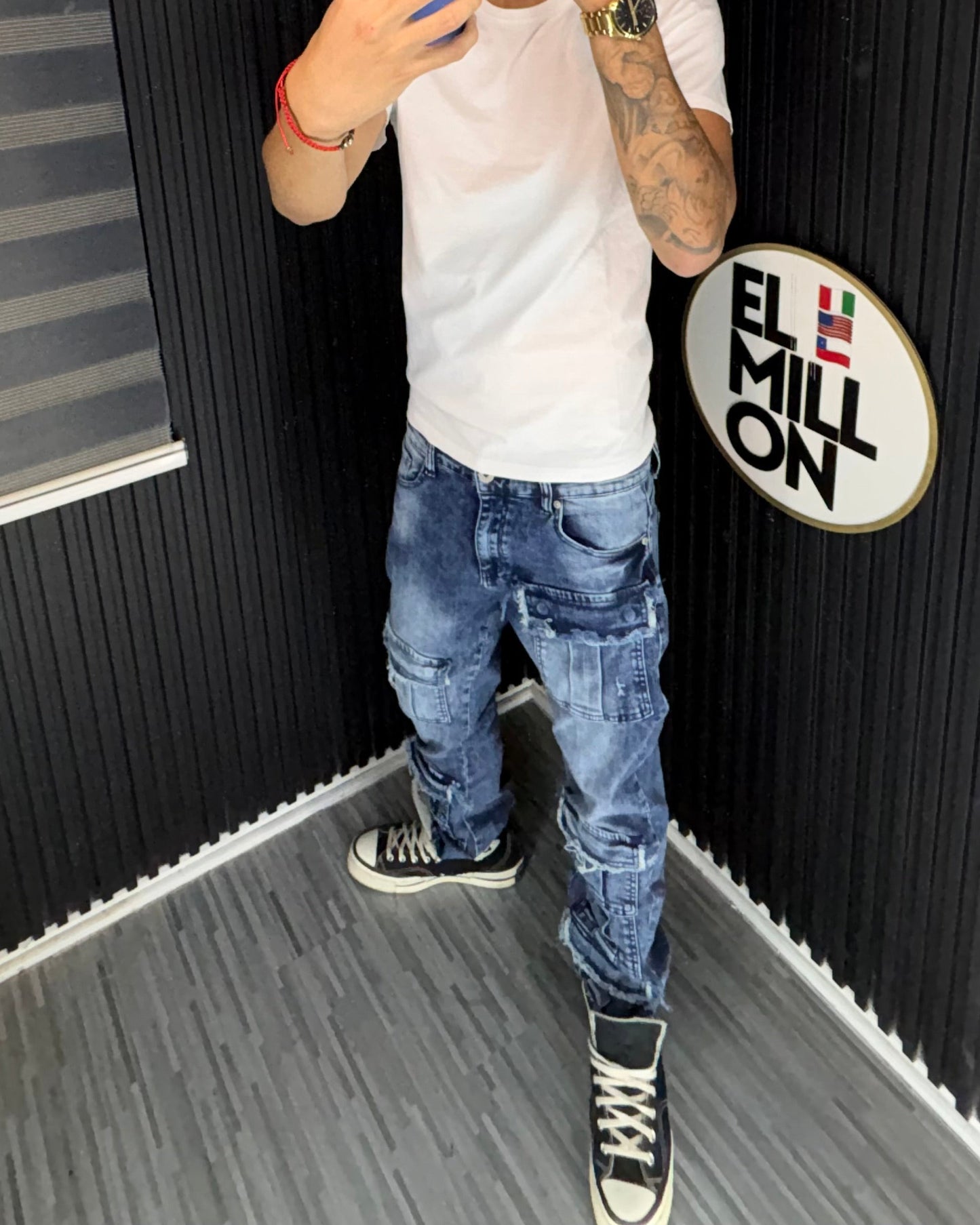 Jeans Cargo Slim Azules