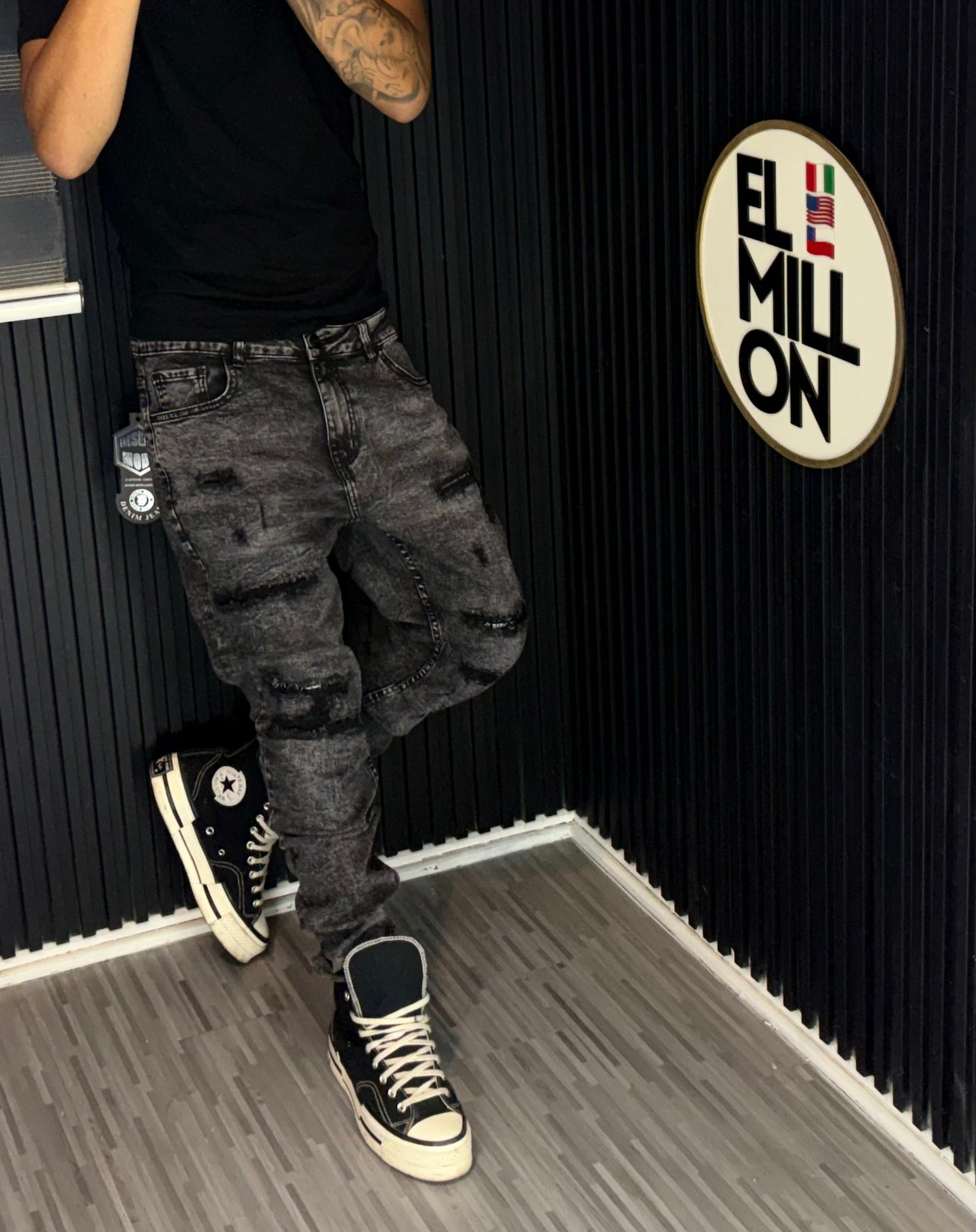 Jeans Slim Plomo Rasgado