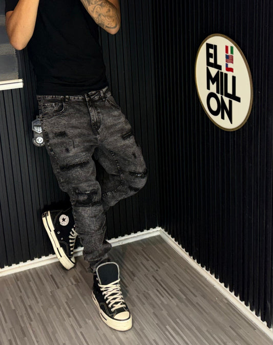 Jeans Slim Plomo Rasgado