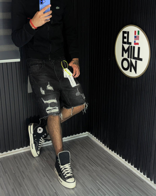 Short Jeans Negro Rasgado