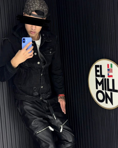 Chaqueta Poleron Mezclilla Negro