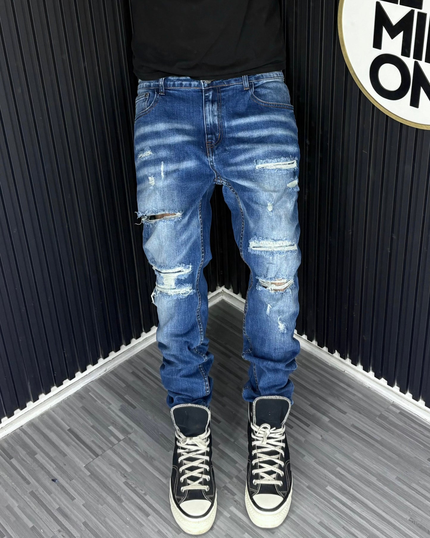 Jeans Slim Azules Rasgados AE