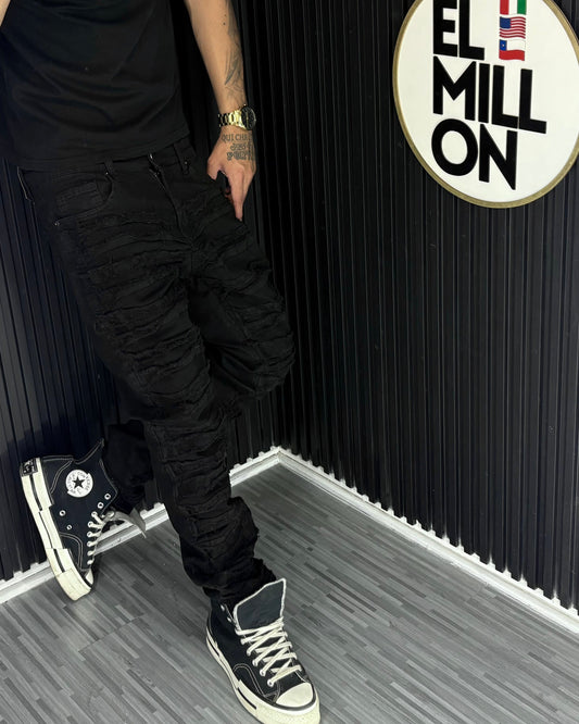 Jeans Slim Negros Costuras