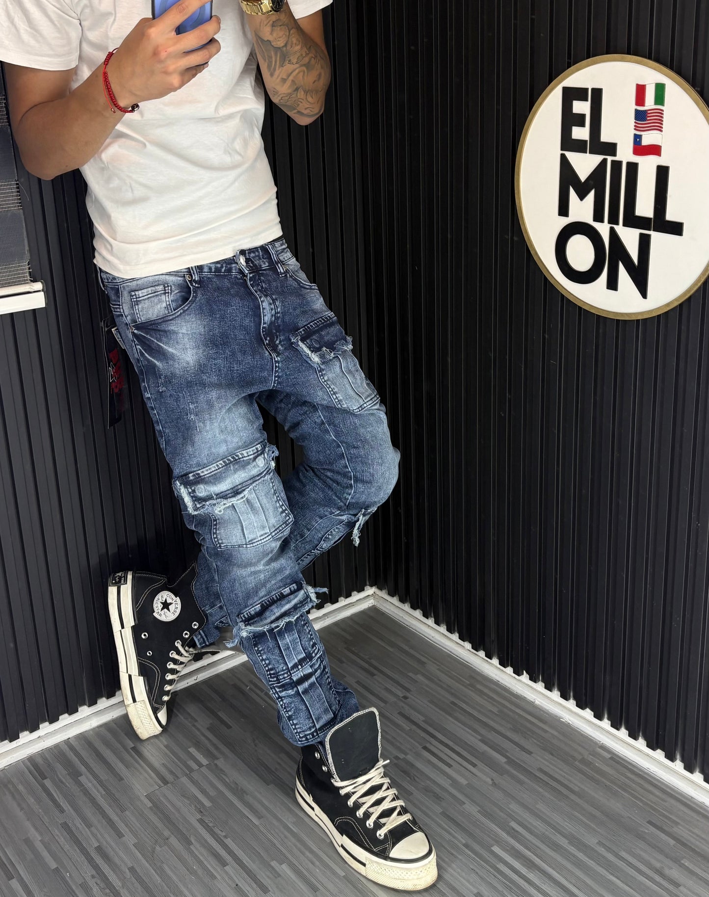 Jeans Cargo Slim Azules