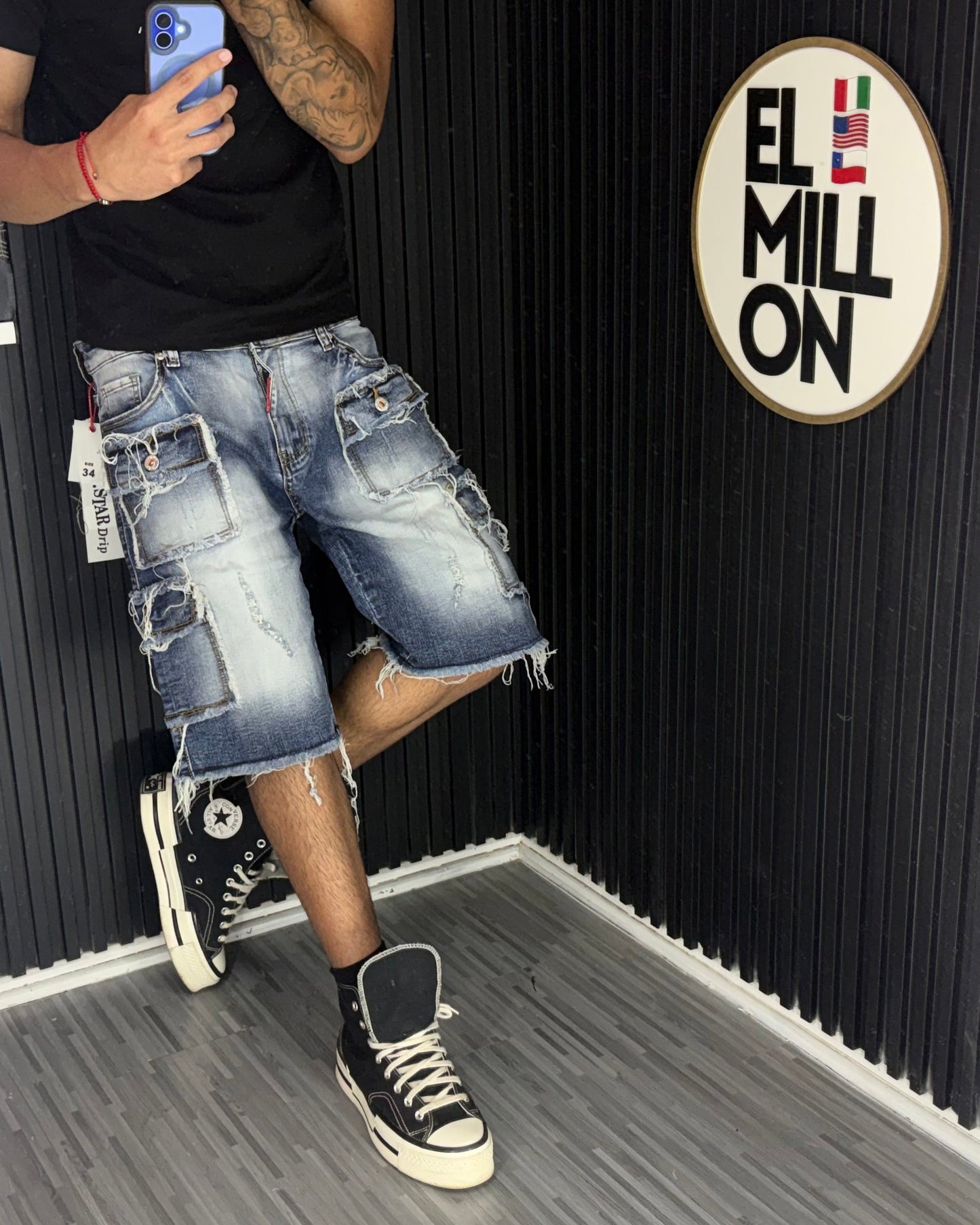 Short Jeans Cargo Celeste
