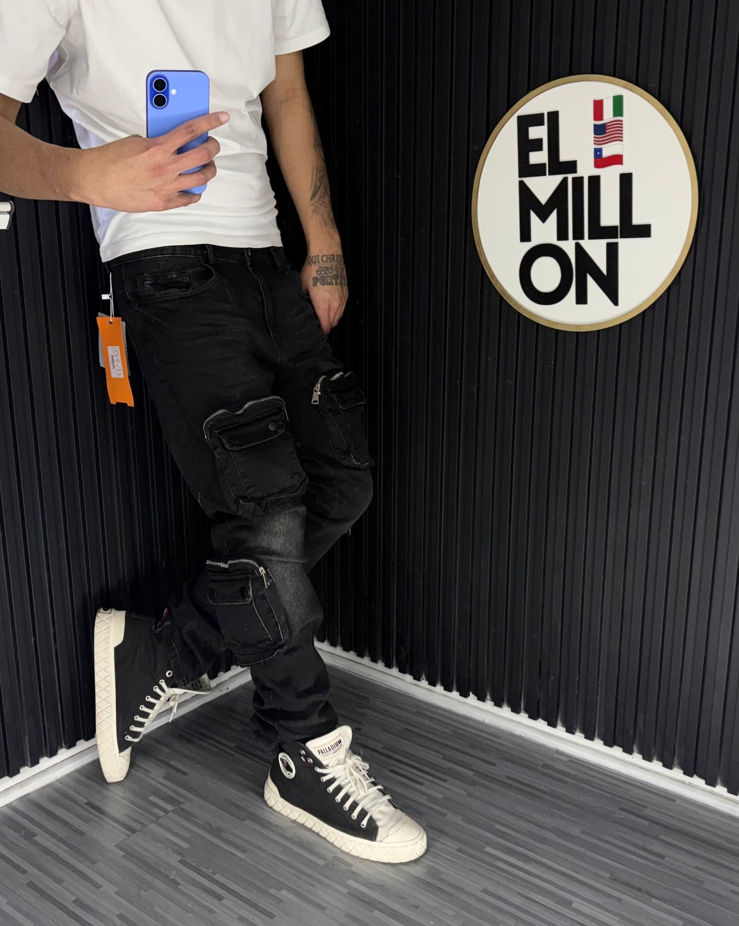 Jeans Cargo Slim Negros