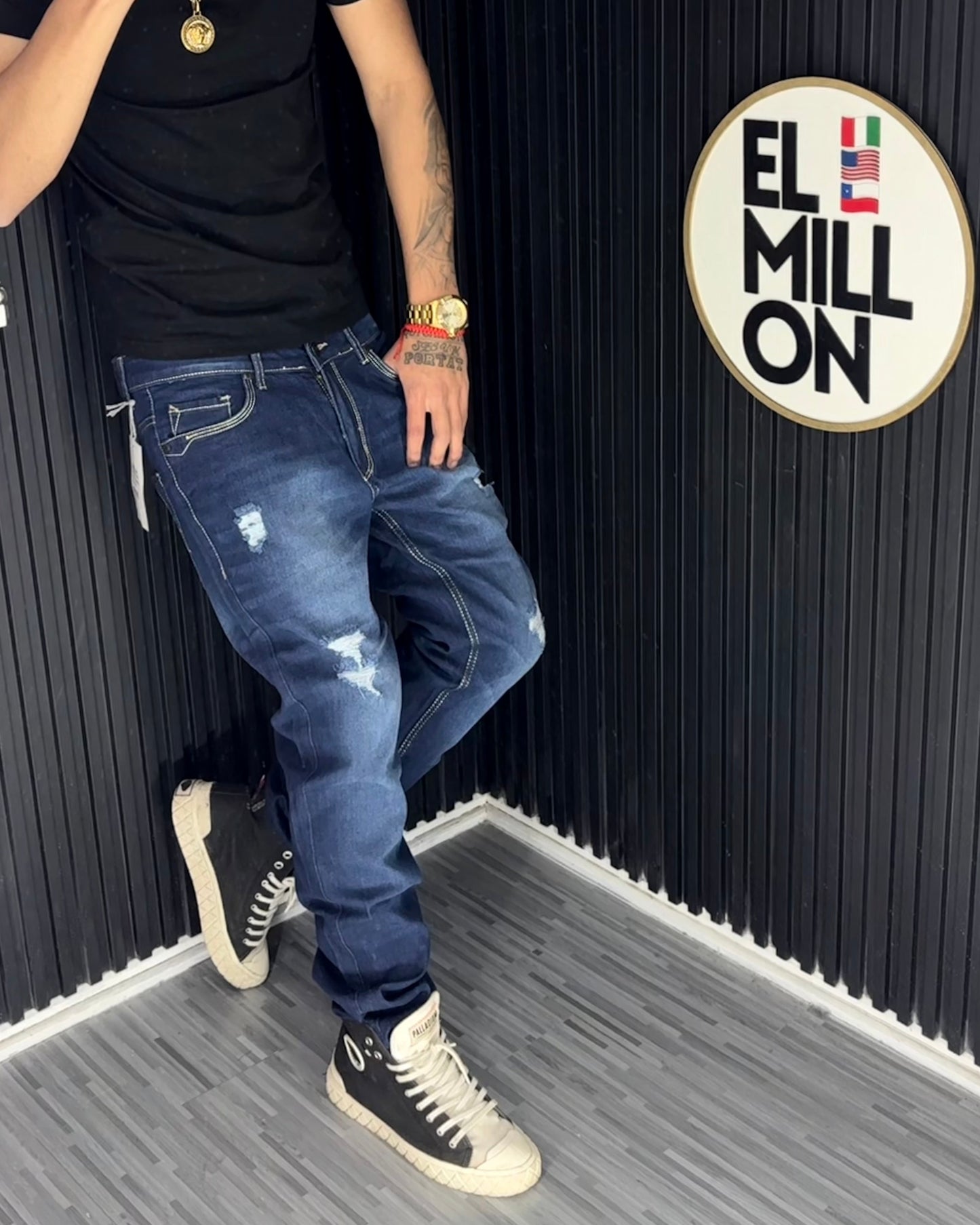 Jeans Rasgados Azules Slim