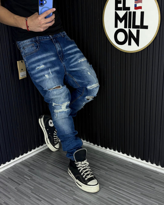 Jeans Slim Azules Rasgados AE