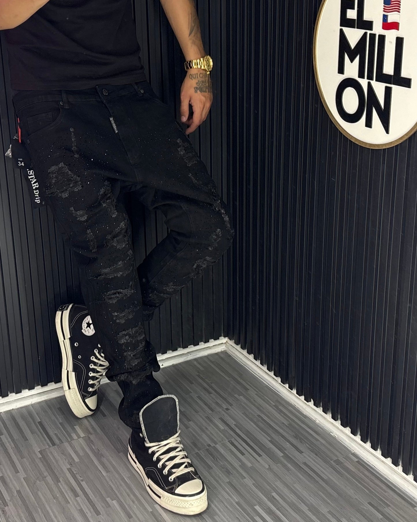 Jeans Brillo Rasgado Slim