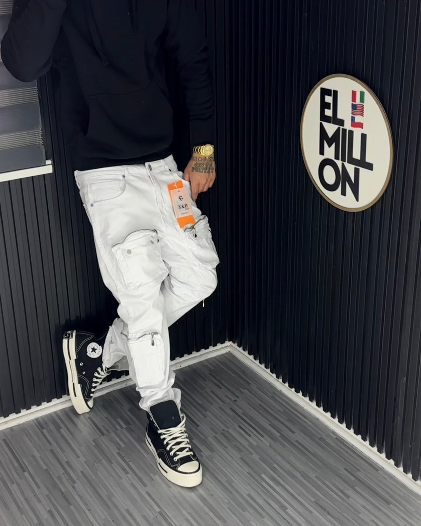 Jeans Cargo Blanco Slim