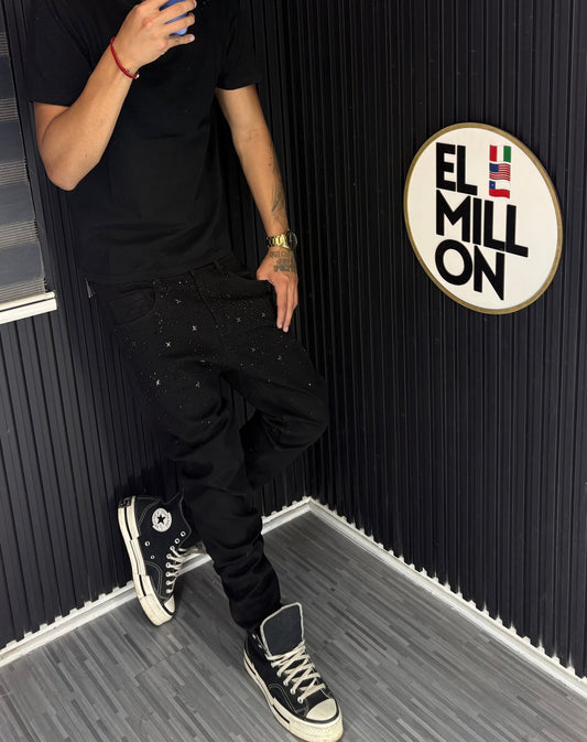 Jeans Semi Brillo Slim Negro