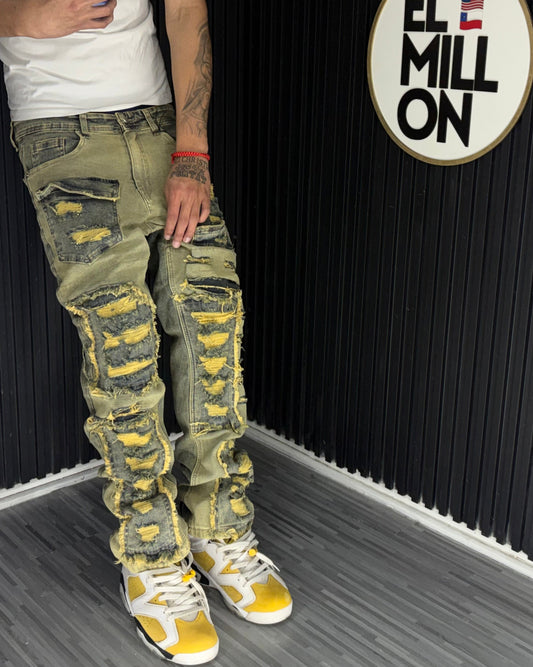 Jeans Cargo Lavado Rasgados