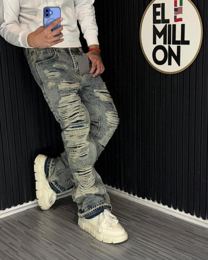 Jeans Flare Celeste Rasgado