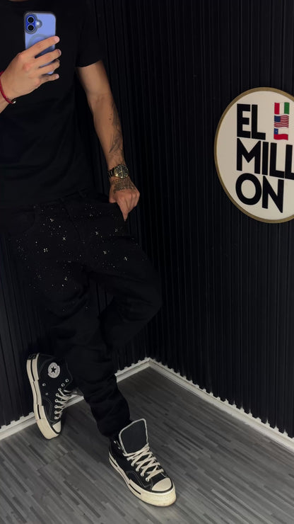 Jeans Semi Brillo Slim Negro